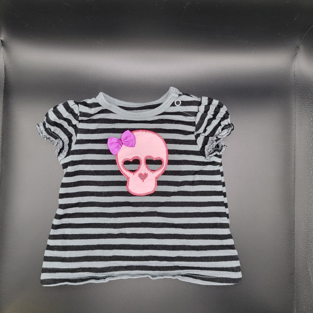 Circo Size 3M Girls Striped Skull T-shirt